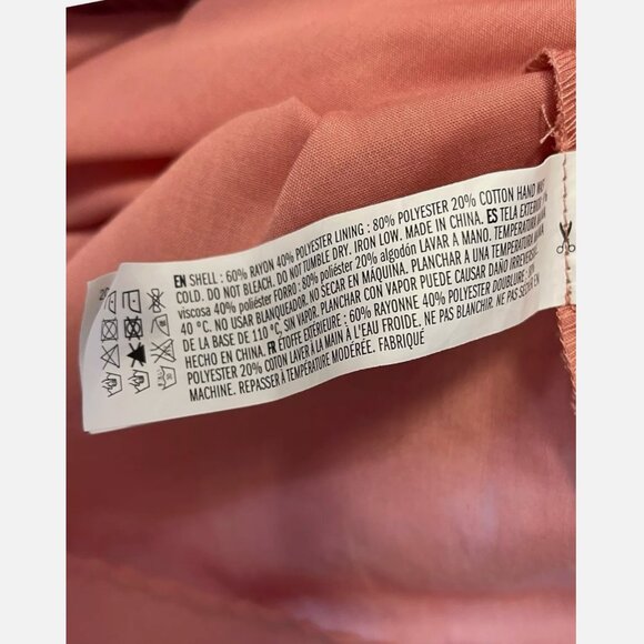 English Factory Pink Plaid Puff Sleeve Tie Back Tiered Midi Dress Women's M - Picture 8 of 8